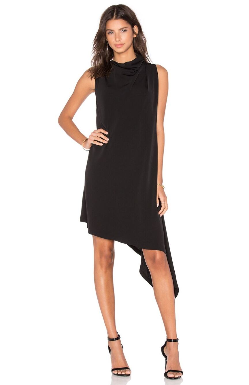Acler Black Carling High Neck Drape Asymmetrical Dress Size 4